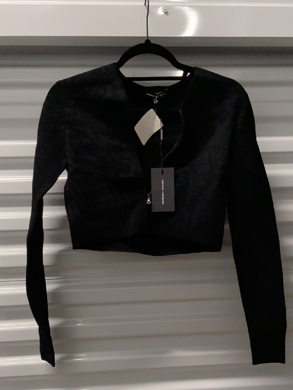 nwt $995 Womens Black Cropped Zip Cardigan - Narciso Rodriguez